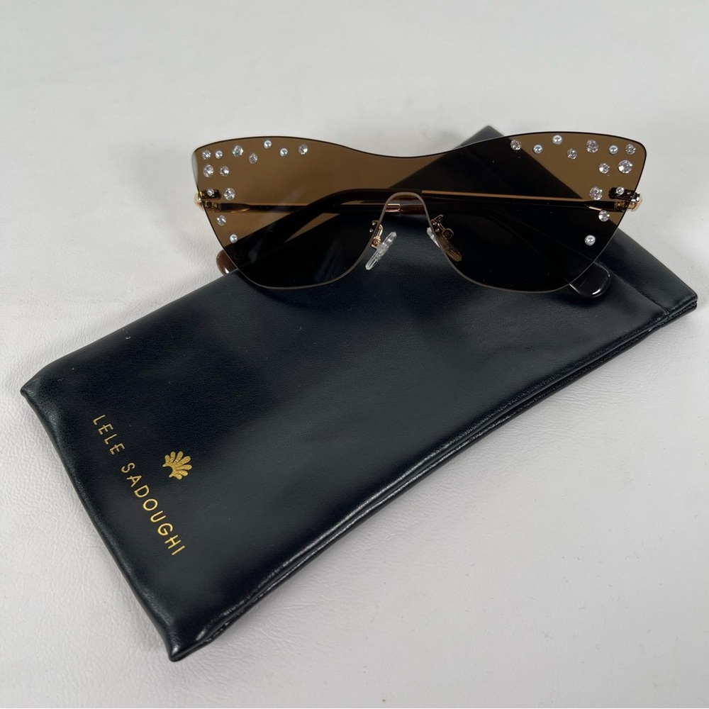 NWT Lele Sadoughi Downtown Metal Cat Eye Dusk Sunglasses Faux Pearls LSSG076DK - Picture 9 of 15